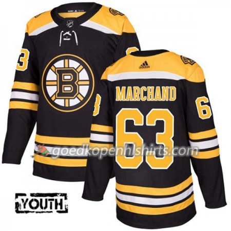 Boston Bruins Brad Marchand 63 Adidas 2017-2018 Zwart Authentic Shirt - Kinderen